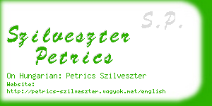 szilveszter petrics business card